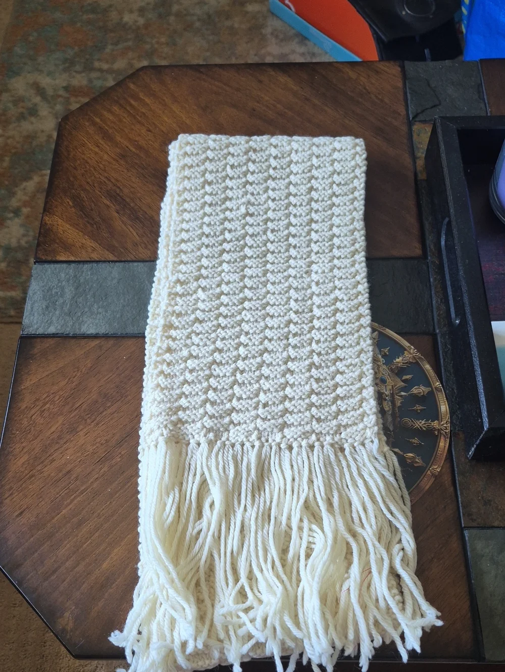Cream Crochet Fringe Scarf - Women's Accessory